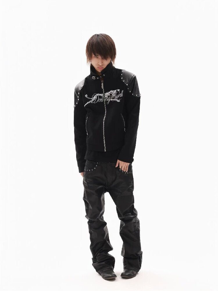 Leather Armor Rivet Canvas Jacket【s0000018352】