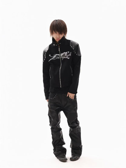 Leather Armor Rivet Canvas Jacket【s0000018352】