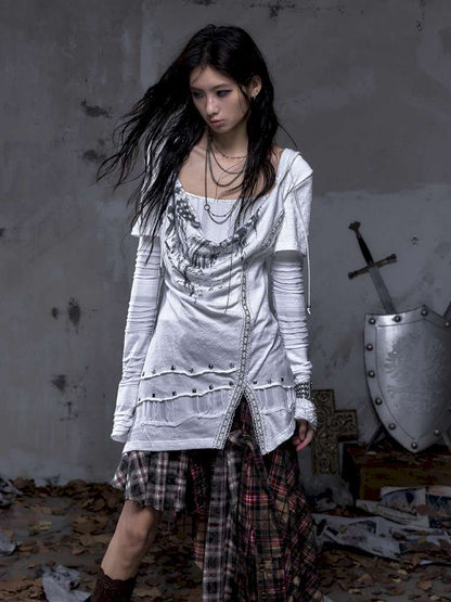 Patchwork long-sleeve layered dress【s0000014465】