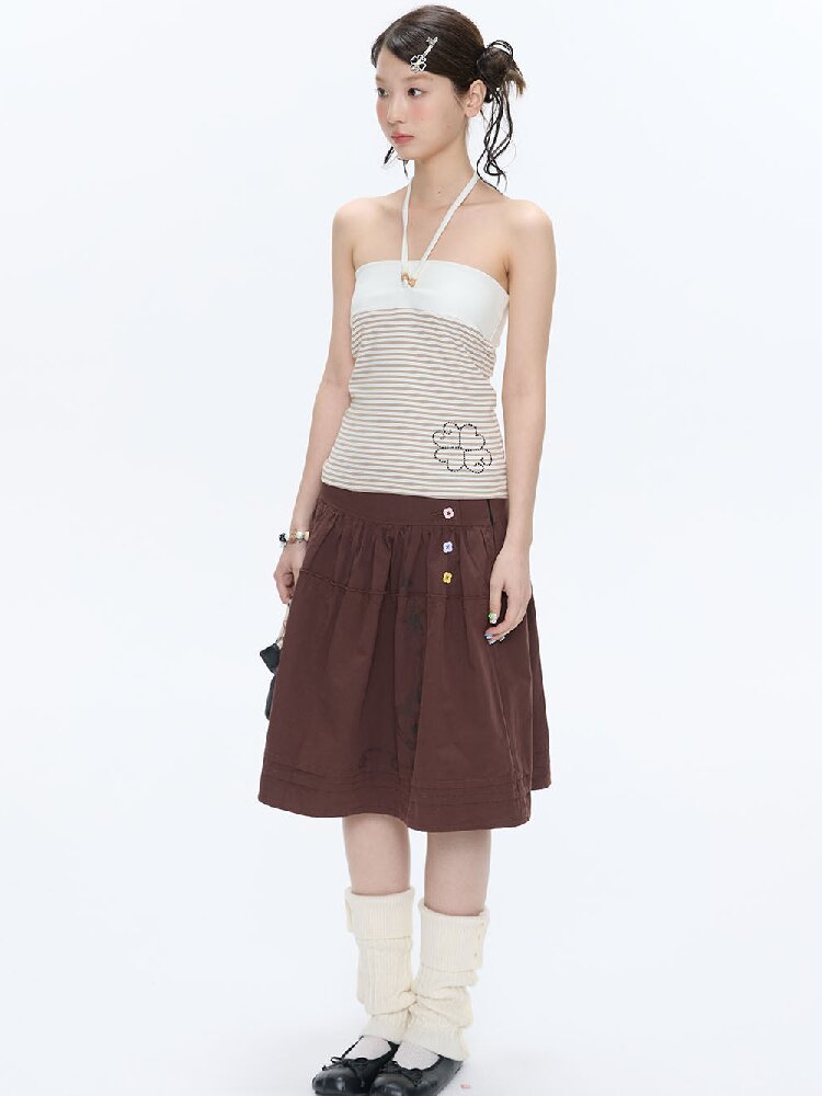 Diamond Striped Halterneck Top【s0000016386】