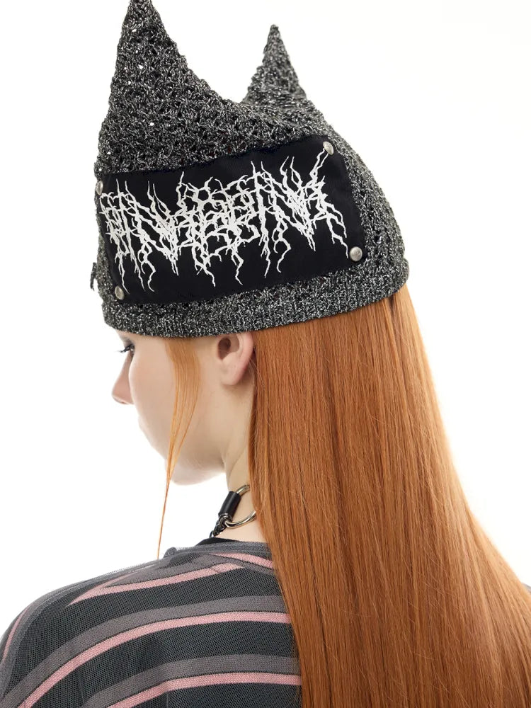 Cat-Eared Concept Little Devil Hole-Pattern Beanie【s0000014010】