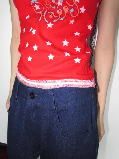 Lace Cotton Mini Print Short Top【s0000018656】