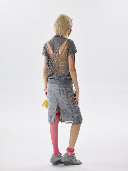 Double Waist Plaid Cutout Skirt【s0000017646】