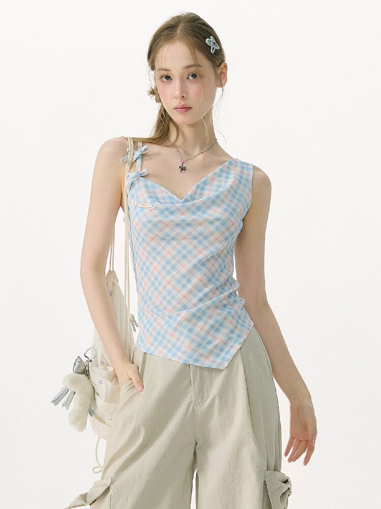 Summer Plaid Bow Vest Camisole【s0000017151】