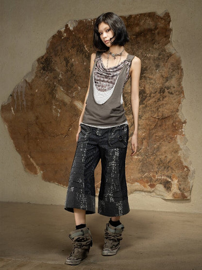 Dark Punk Cropped Bootcut Pants【s0000016887】