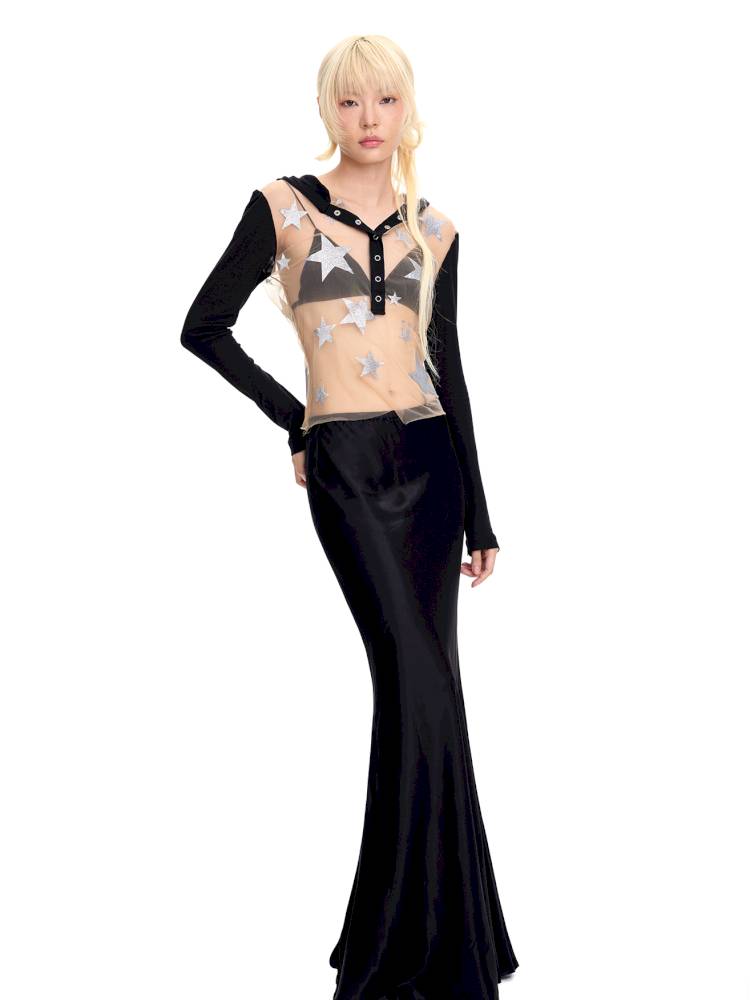 Mesh-Panel Long-Sleeve Top【s0000014416】