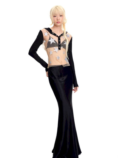 Mesh-Panel Long-Sleeve Top【s0000014416】