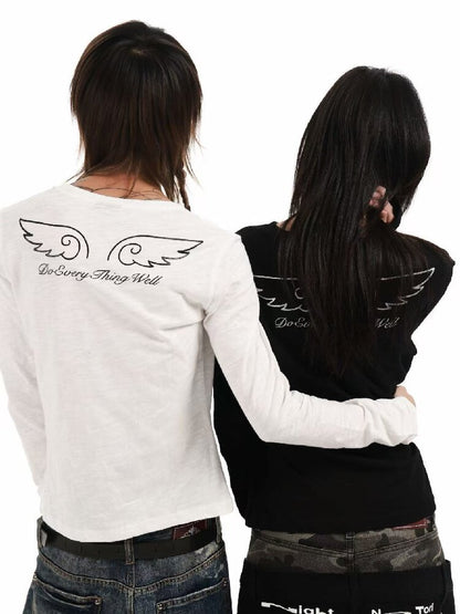 Angel Slogan Cotton Long-Sleeve T【s0000018356】