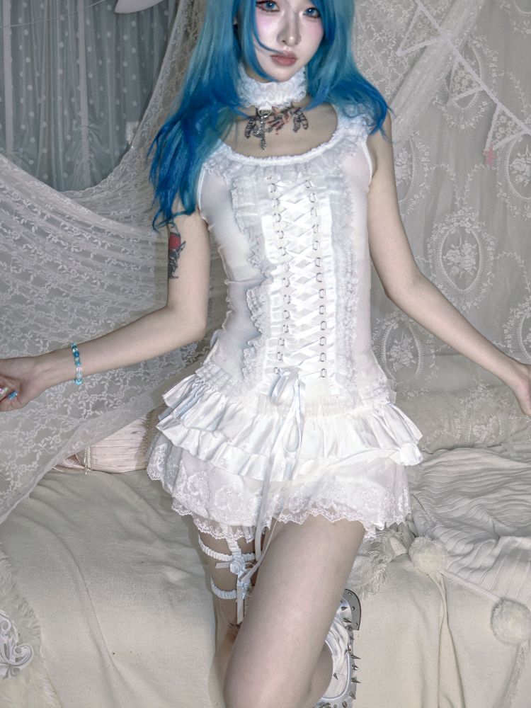 Tie-back tank top/short-sleeved shirt【s0000012692】