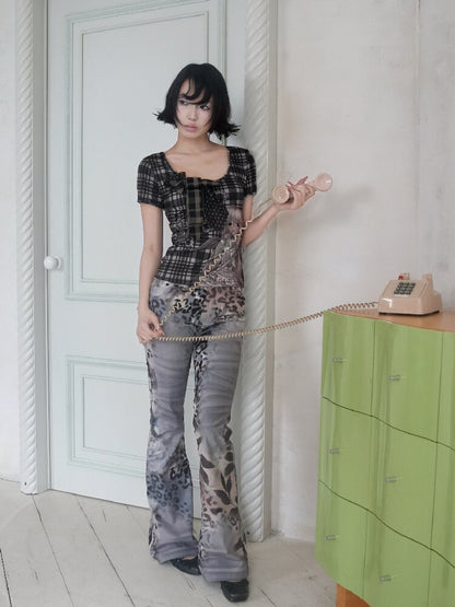 Vintage Seal Leopard Bell Bottoms【s0000018090】