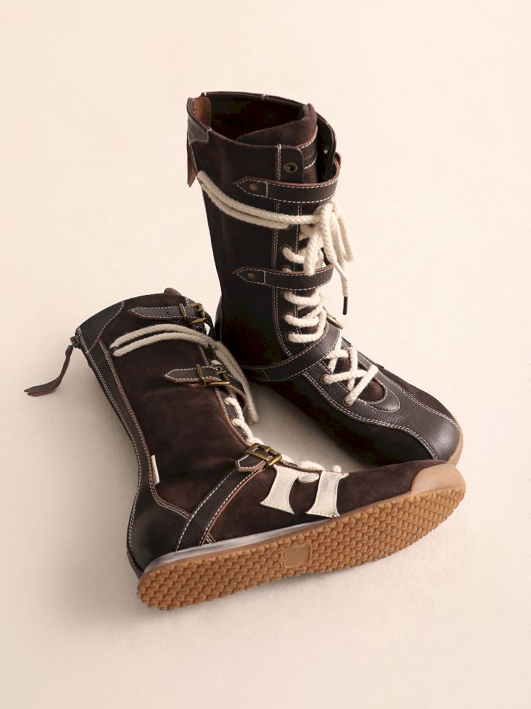 Lace Up Back Zipper Boxing Boots [s0000005989] 