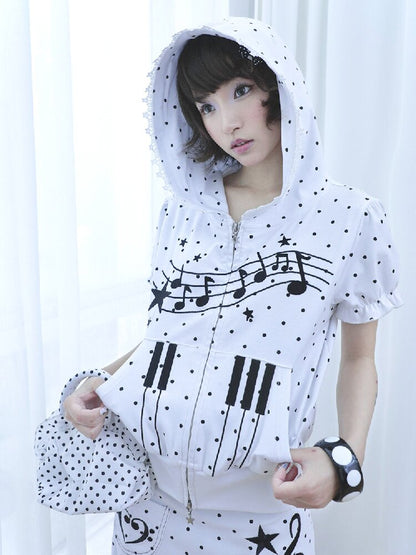 Notes Polka Dot Hooded Cardigan【s0000016547】