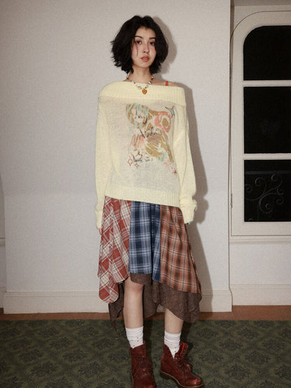 Elastic Plaid Irregular Spliced Skirt【s0000015462】