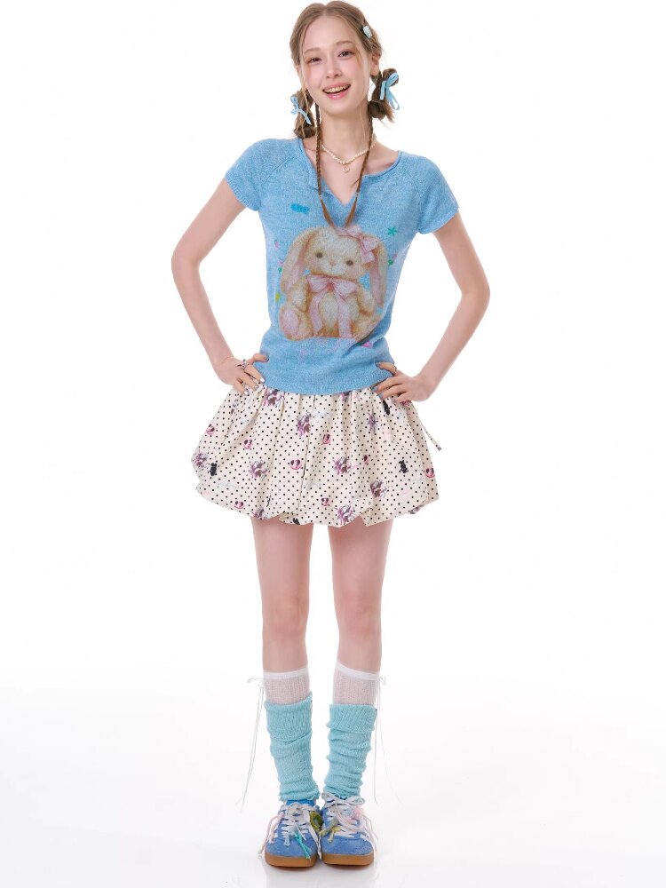 Rabbit Polka Dot Bud Pocket Skirt【s0000016624】