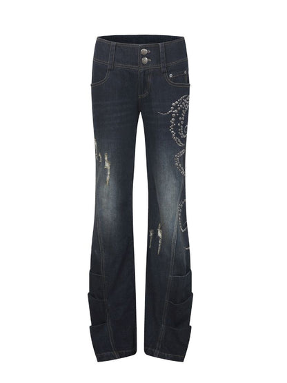 Frayed Layered Silhouette Denim Pants【s0000013903】