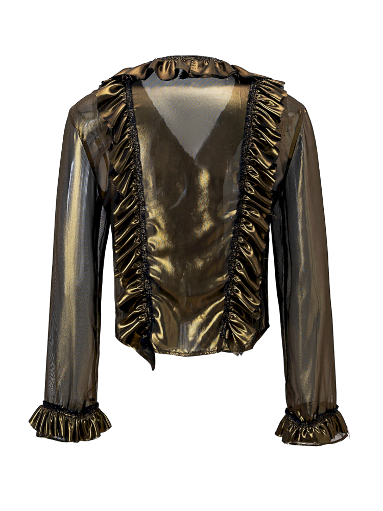 Metal antique bronze broken mesh cardigan【s0000013177】