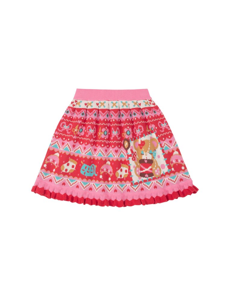 Red Fair Island Bear Lace Skirt【s0000015571】