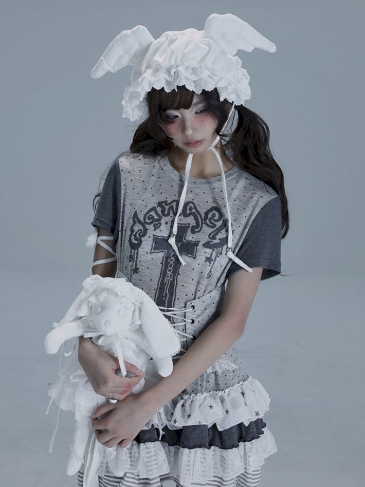 Irregular Lace Skirt Long Tee【s0000013485】