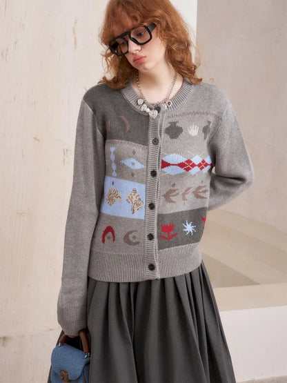 Embroidered Slim-Fit Button-Up Cardigan【s0000014075】