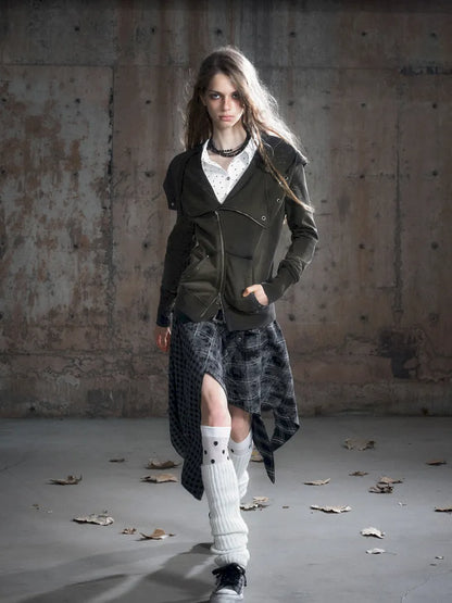 Oversized Collar Long-Sleeve Hoodie Jacket【s0000013967】