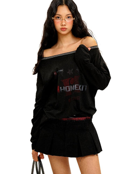 College Distressed T-Shirt Top【s0000016435】