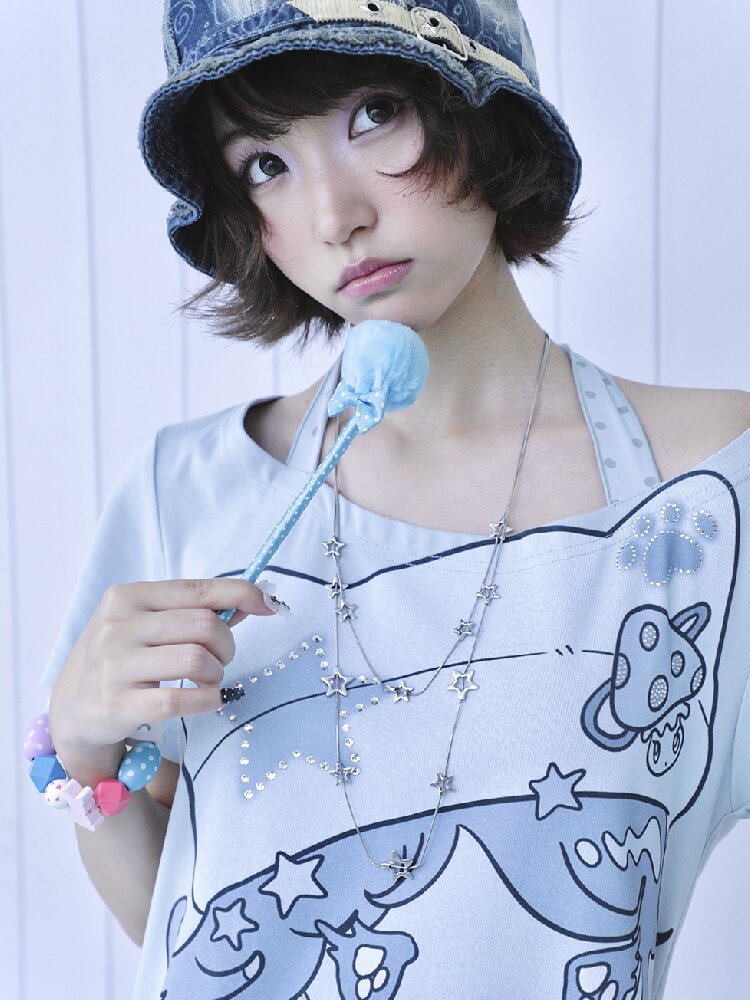 Vintage Halter Strap Two Piece T-shirt【s0000017477】