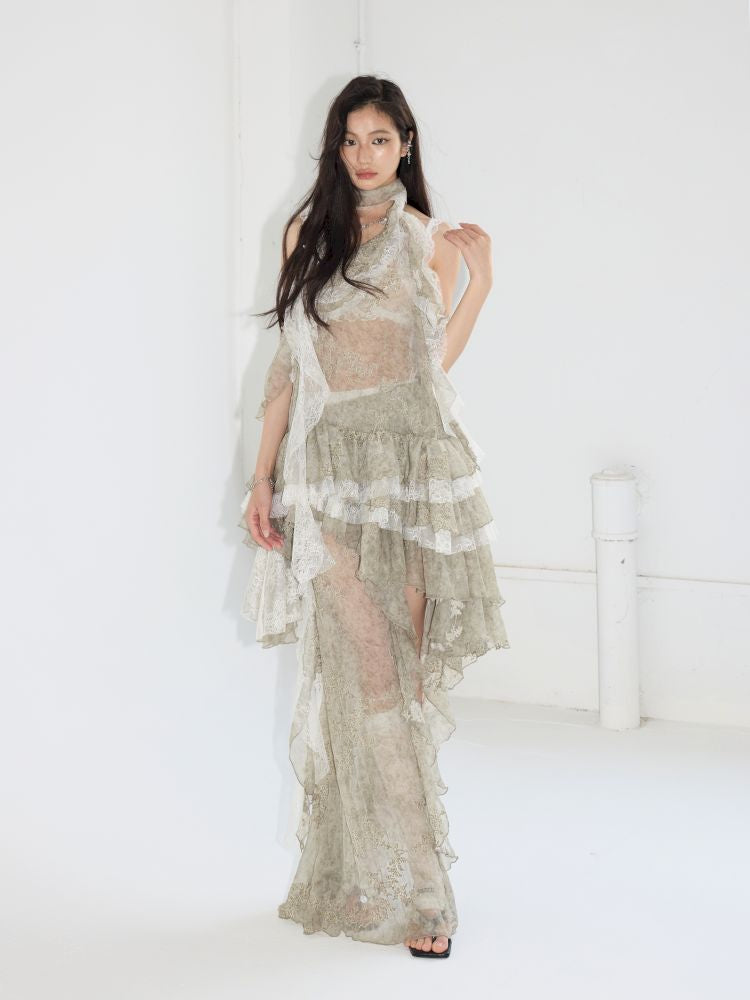 Embroidery Two Piece Neck Vest Dress【s0000013213】