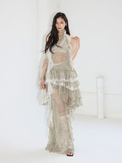 Embroidery Two Piece Neck Vest Dress【s0000013213】