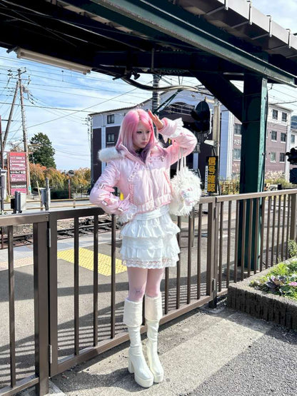 Detachable Hat Black Pink Two Tone Suit【s0000014679】