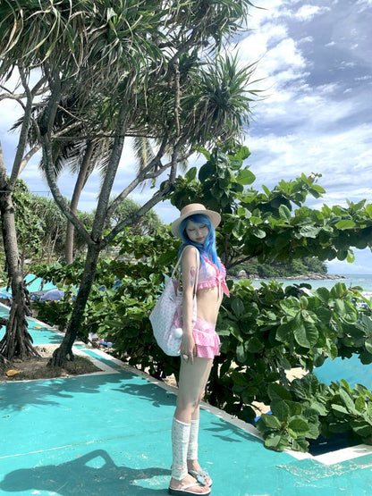 Fuchsia Flower Split Swimsuit【s0000012660】