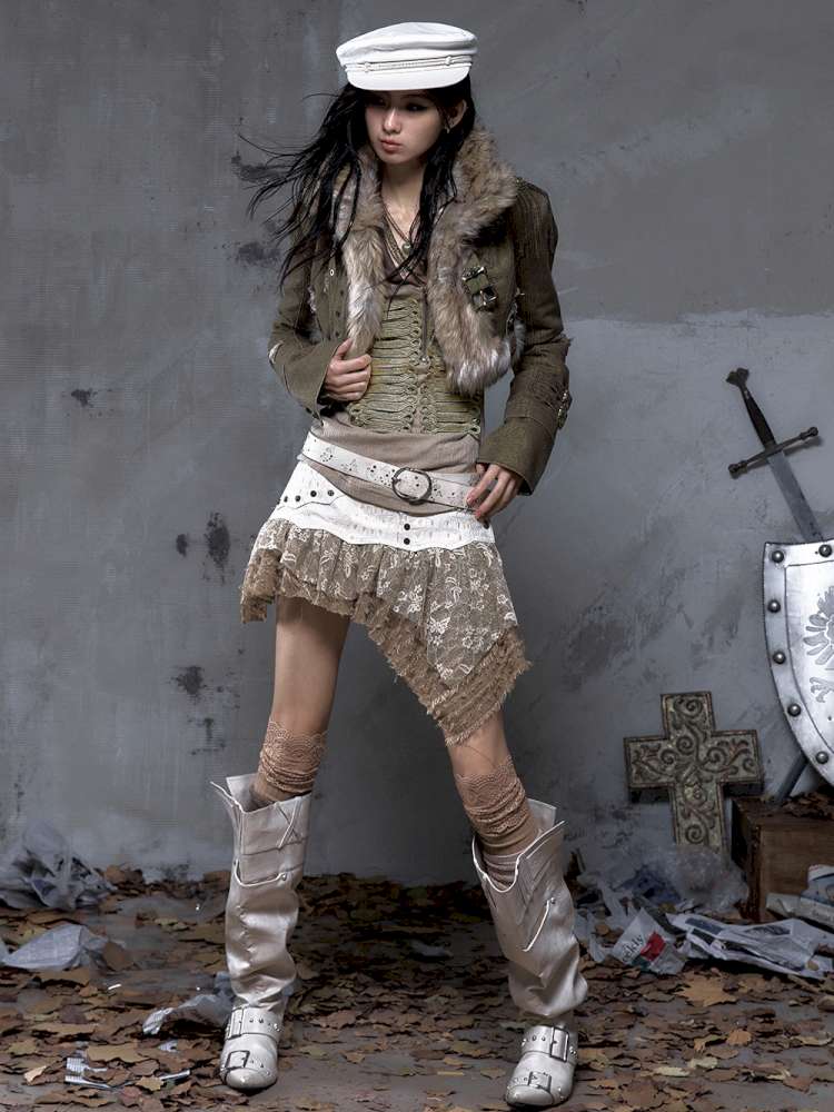 Washed Ripped Gold Filigree Denim Coat【s0000014653】