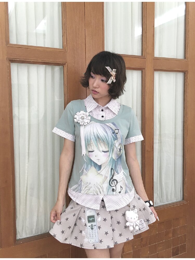 Comic Girl Fake Polka Dot Shirt【s0000016550】