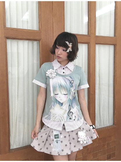 Comic Girl Fake Polka Dot Shirt【s0000016550】