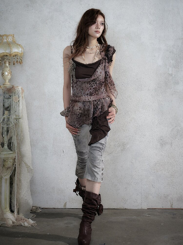 Vintage Leopard Patchwork Camisole【s0000017857】