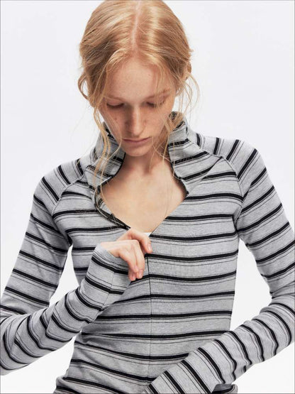 Vintage Striped Slim Knit Top【s0000015059】