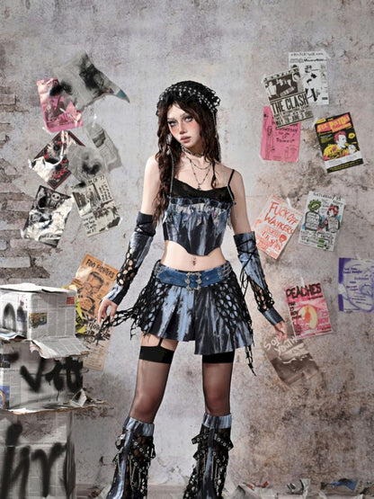 Irregular Pleated Low Waist Half Body Skirt【s0000013502】
