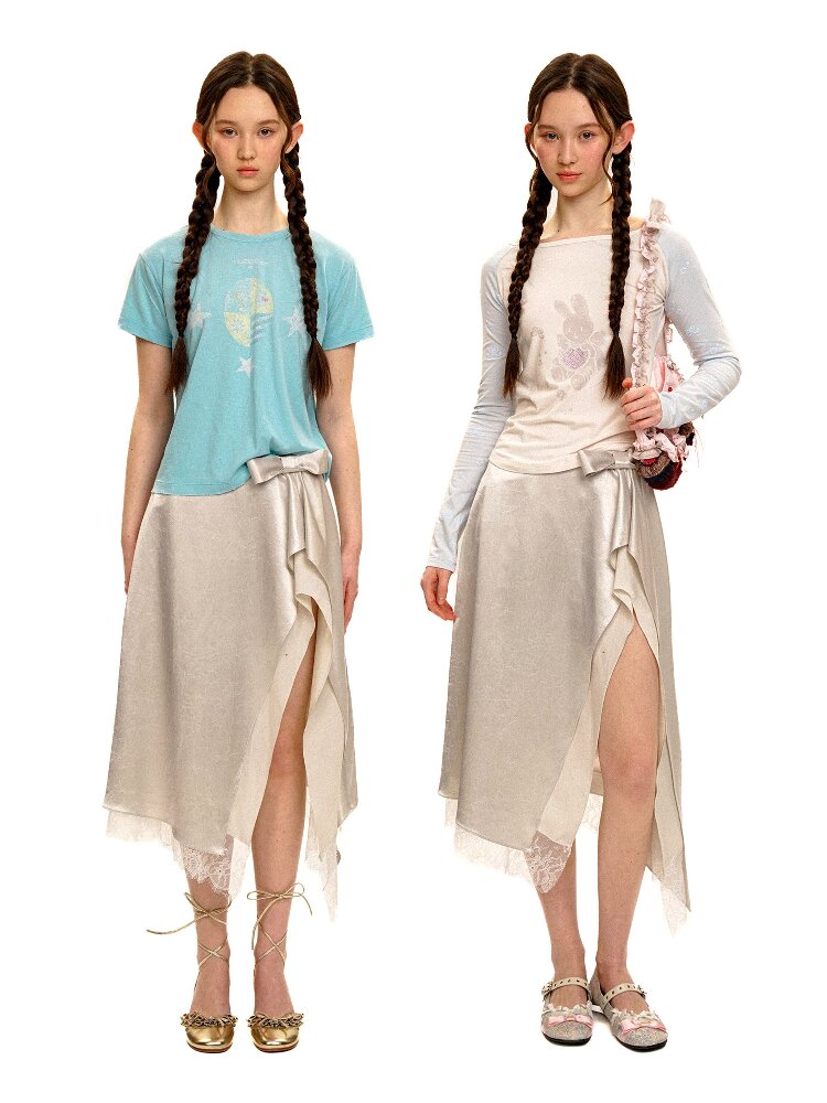 Multi Layered Slit Satin Skirt【s0000017418】