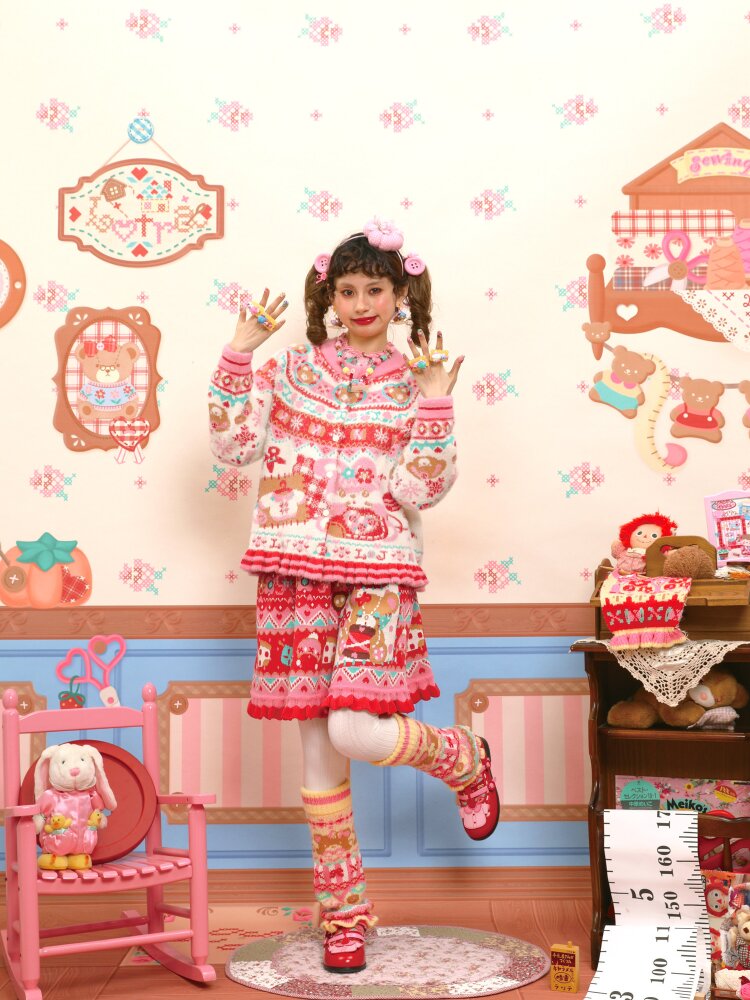 Red Pink Mink Wool Rabbit Cardigan【s0000015572】