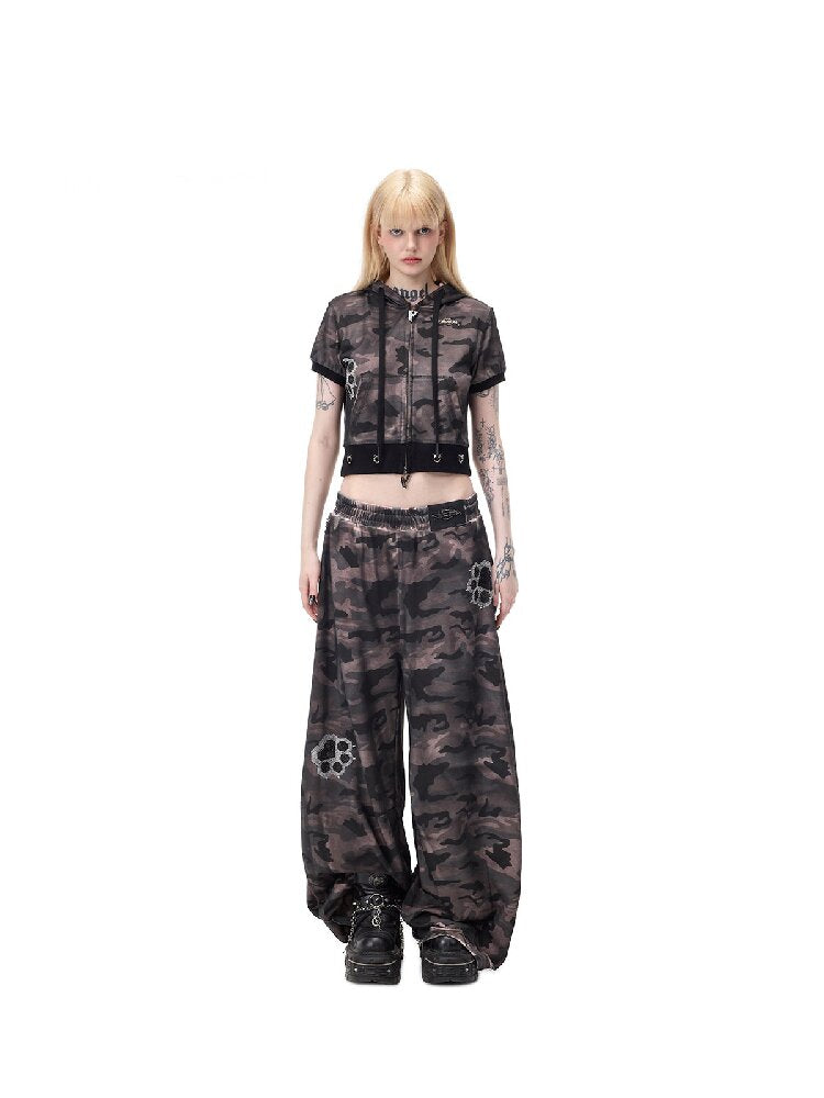 Cat Ear Rhinestone Camo Hoodie【s0000017721】