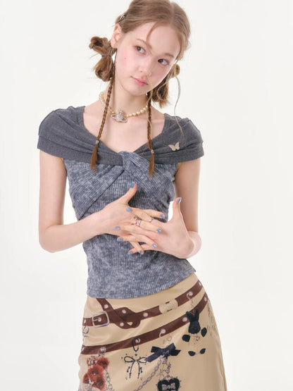 Flower Knot Butterfly Slim T-Shirt【s0000016605】