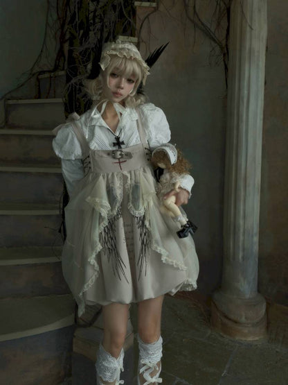 Drawstring Pull-Up Hem Mesh Babydoll Dress【s0000014434】