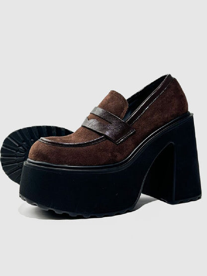Matte Leather High Heel Loafers【s0000015716】