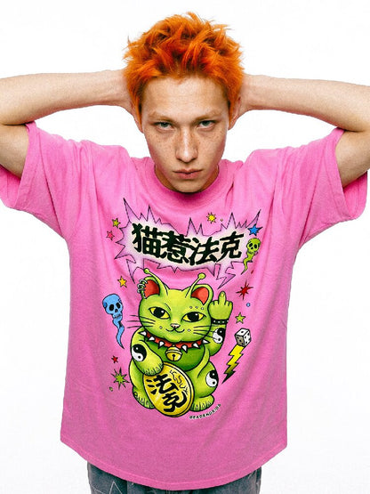 Alien Lucky Cat Loose T Shirt【s0000017111】
