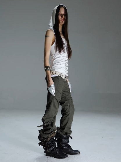 Metal Rivet Hooded I-Line Vest【s0000015911】