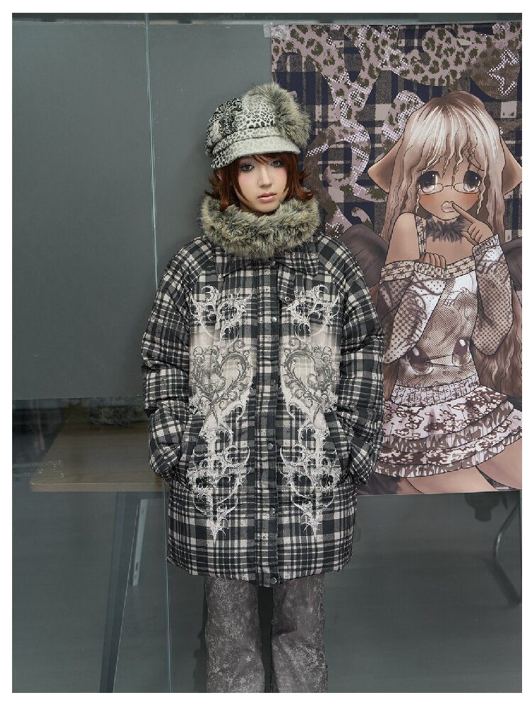 Retro Plaid Bear Love Down Jacket【s0000018077】