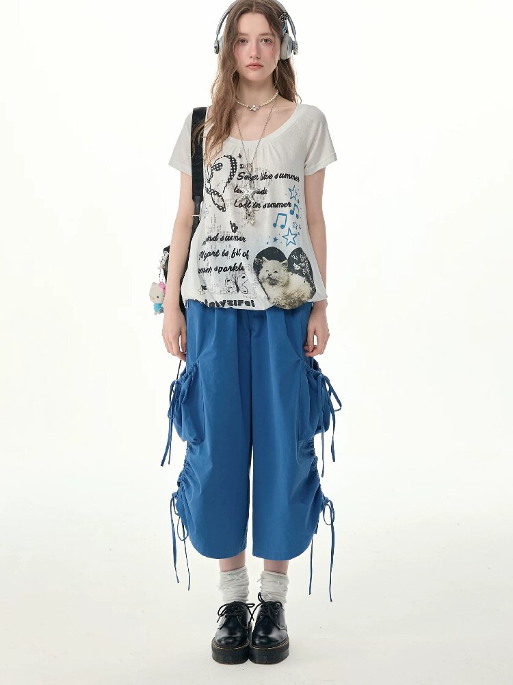 Lazy Summer Drawstring Casual Pants【s0000017263】
