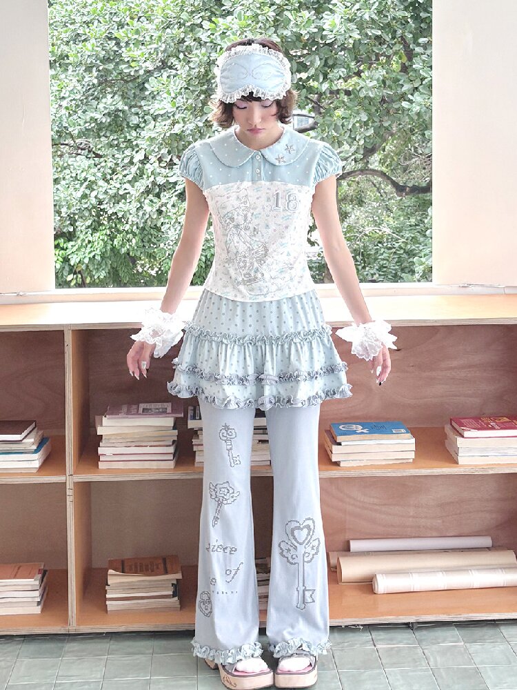 Vintage Bird Collar Bubble T-shirt【s0000017476】
