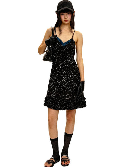Paneled Polka Dot Lace Slip Dress【s0000016410】