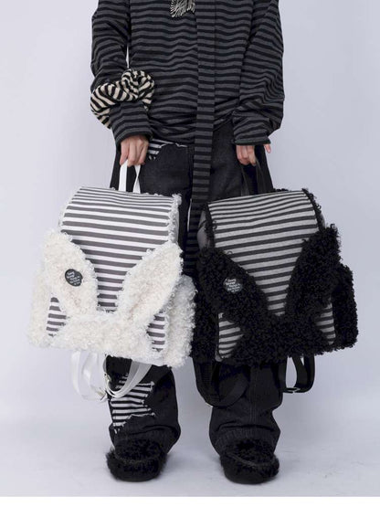 Rabbit Ears Fur Computer School Bag【s0000014615】