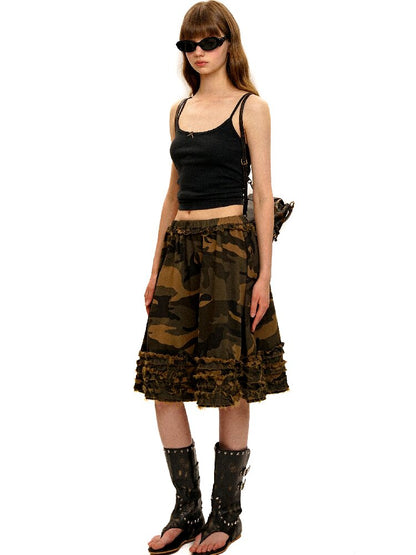 Camo Multi Layer Lace A Line Skirt【s0000017913】